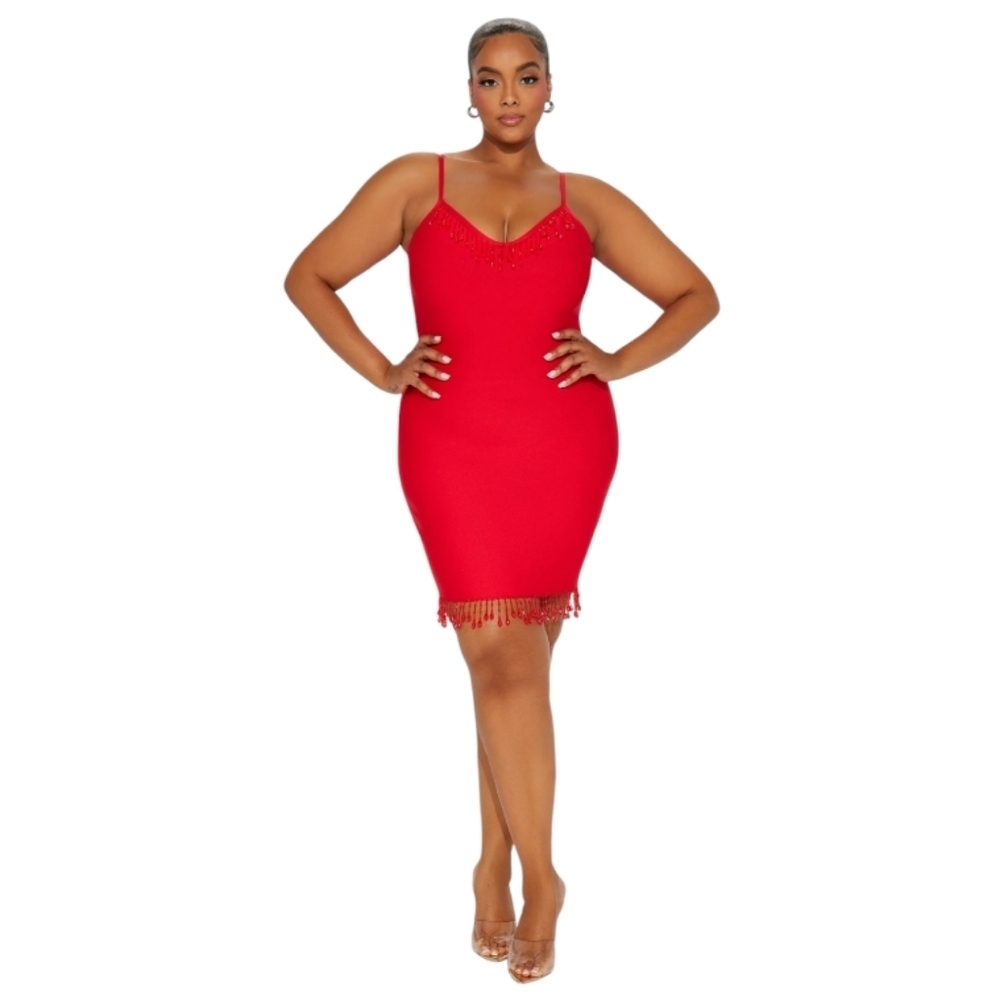 Allie Red Embellished Bandage Dress by Fashion Nova Sz XL - Picture 7 of 7